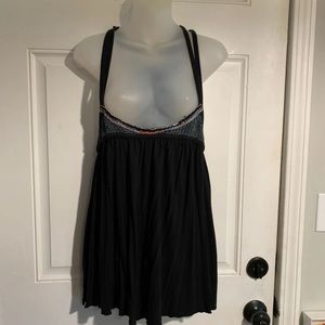 Free People Tank Top Womens S Black Boho Embroidery Flowy Hippie Racer Back